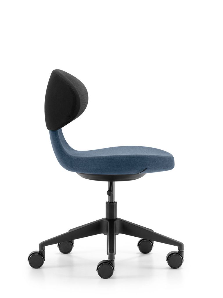 Simplex 3D Schreibtischstuhl Simplex 3D Seitenansicht, zweifarbig gepolstert Rücken grau und Sitz blau