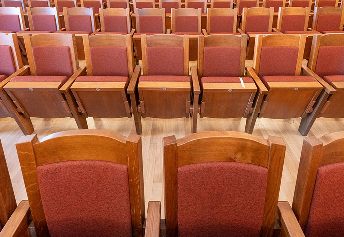 The sound characteristics of the hall were optimised by the chair renovation, Reitstadel Neumarkt