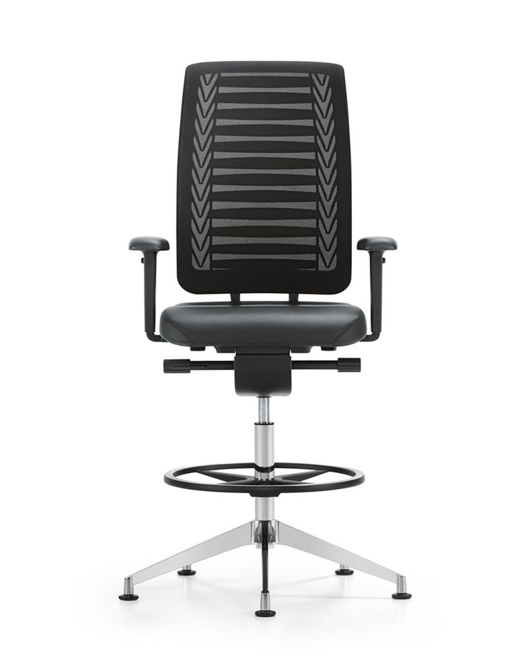 Hochstuhl Bürostuhl Reflex mit Fussring und Aluminiumfuss