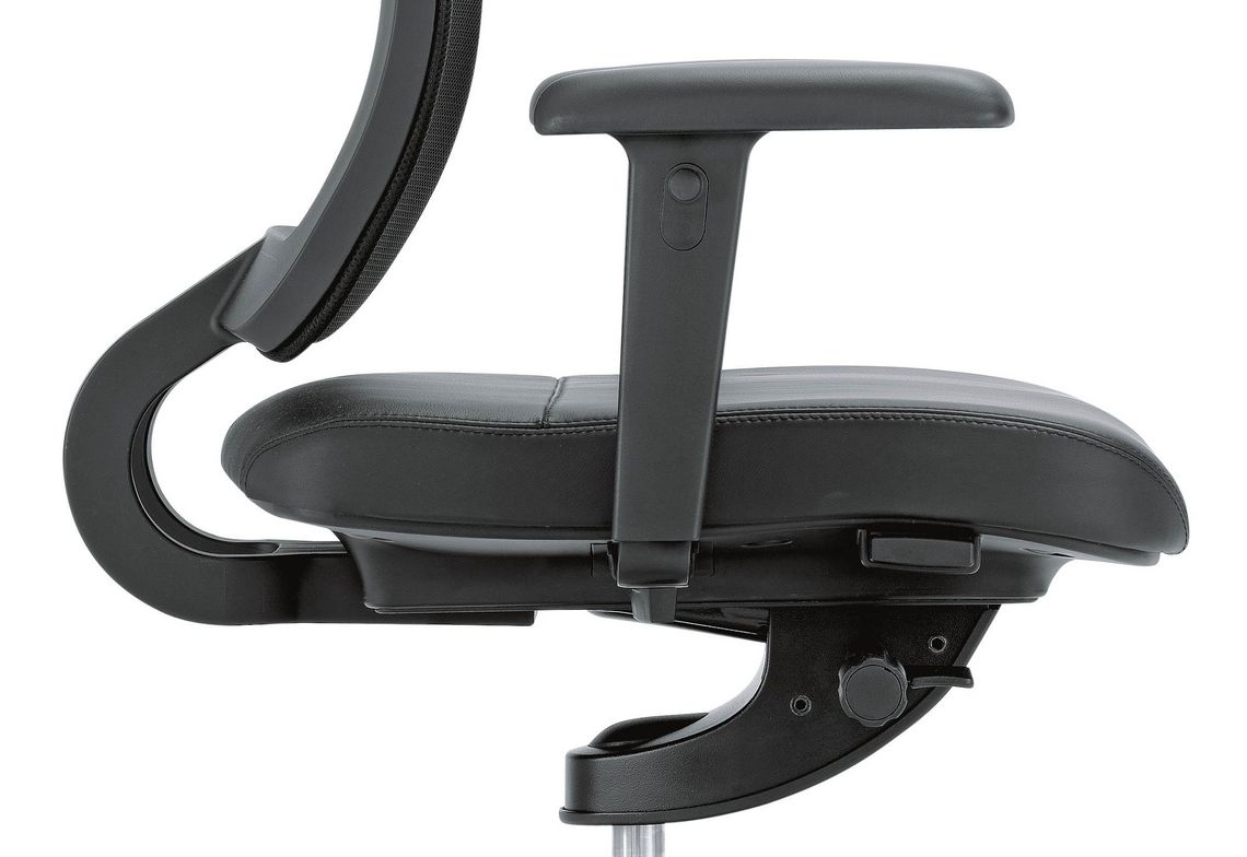 Bedienungselement und Armlehne Nahaufnahme vom gepolsterten Bürostuhl Reflex